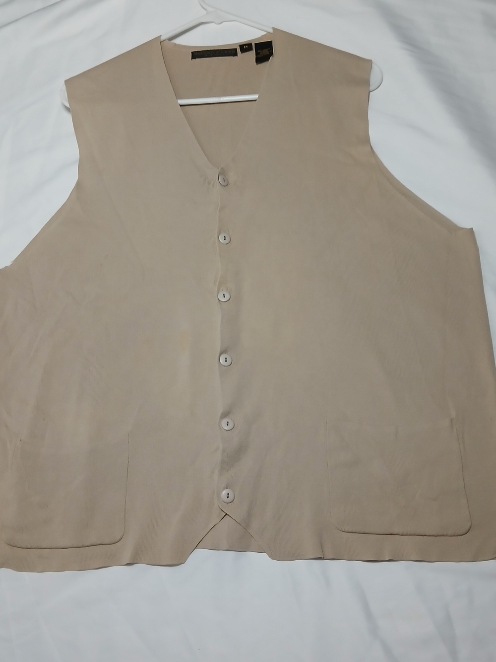 Vintage Donna Karan Neutral Beige Men's Sweater Vest M